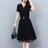 Chiffon Spring and Summer Half Skirt High-end High Waisted A-line Women's Mid To Long Style Loose and Slimming Temperament Thin Skirt Black