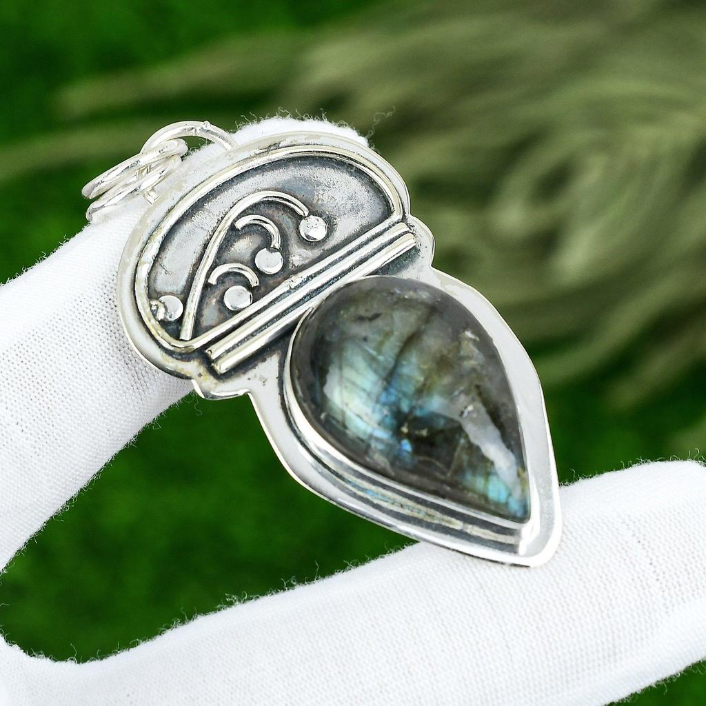 Friendship Day Deal Natural Labradorite 925 Silver Wife Handmade Pendant Jewelry
