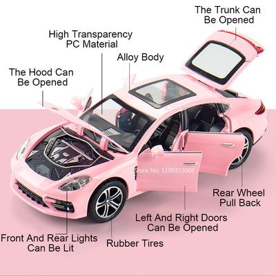 1:32 Panamera 911 Targa 4S Alloy Toys Diecast Models Cars Doors Opened Sports Car Models Light Music Vehicle Boys Birthday Gifts