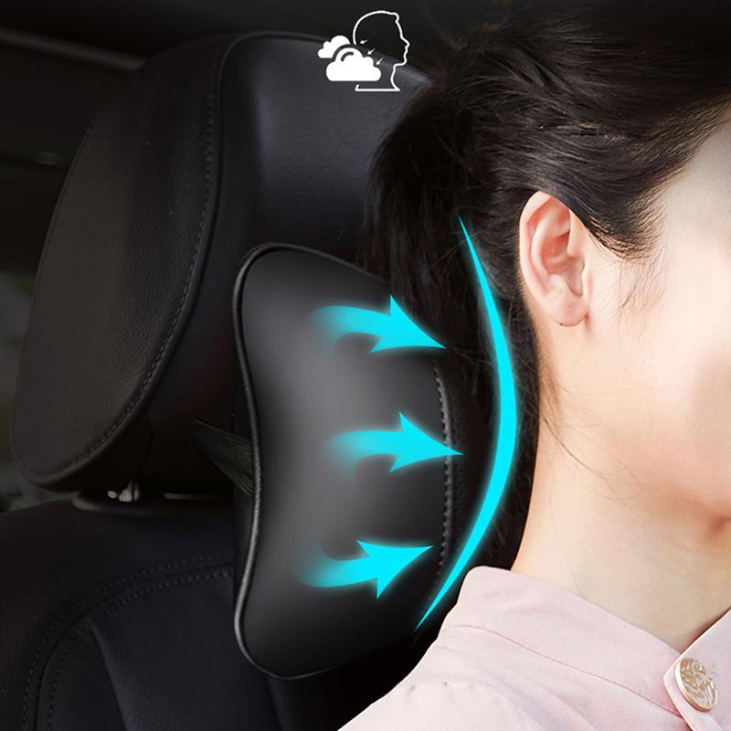 1Pcs Car Seat Memory Foam Headrest Auto Logo Neck Pillow For Ford S MAX Ranger Focus Fiesta Mondeo Kuga Mustang Escort KA C-Max
