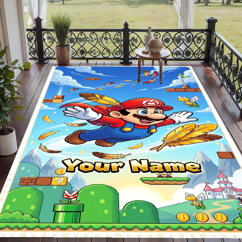 Custom Text Super Mario Pattern Floor Rug Soft Indoor Carpet Mat Living Room Bedroom