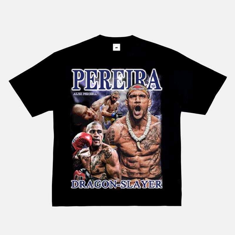 2025 New Fashion 100% Cotton Men T-shirt Fight Y2k Printing Short Sleeve American Retro Small Neckline Fighting Top Retro Top