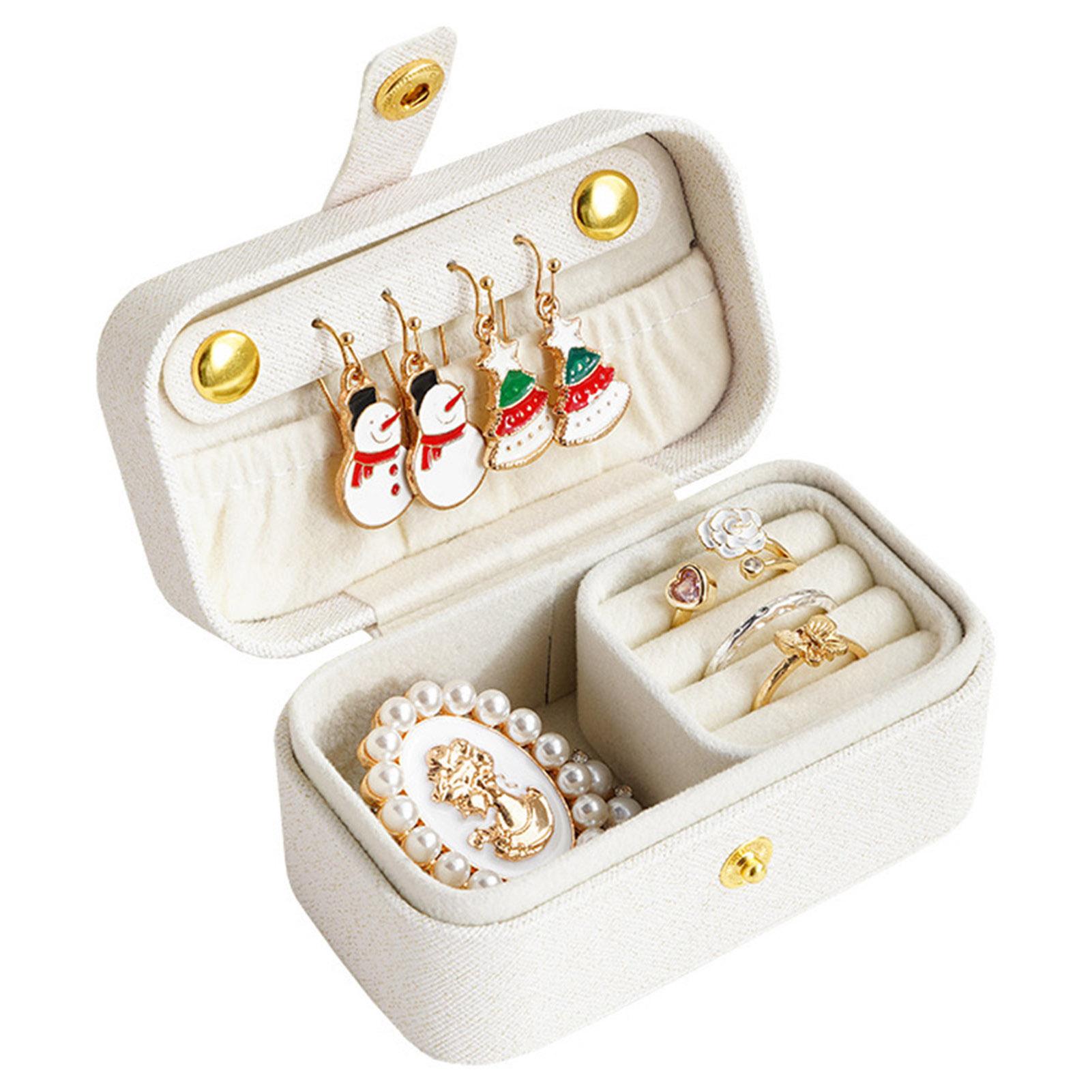 

Mini Faux Leather Jewelry Portable Box Multiple Compartments Jewelry Case Mini Travel Jewelry Display Collection Rings Holder белый