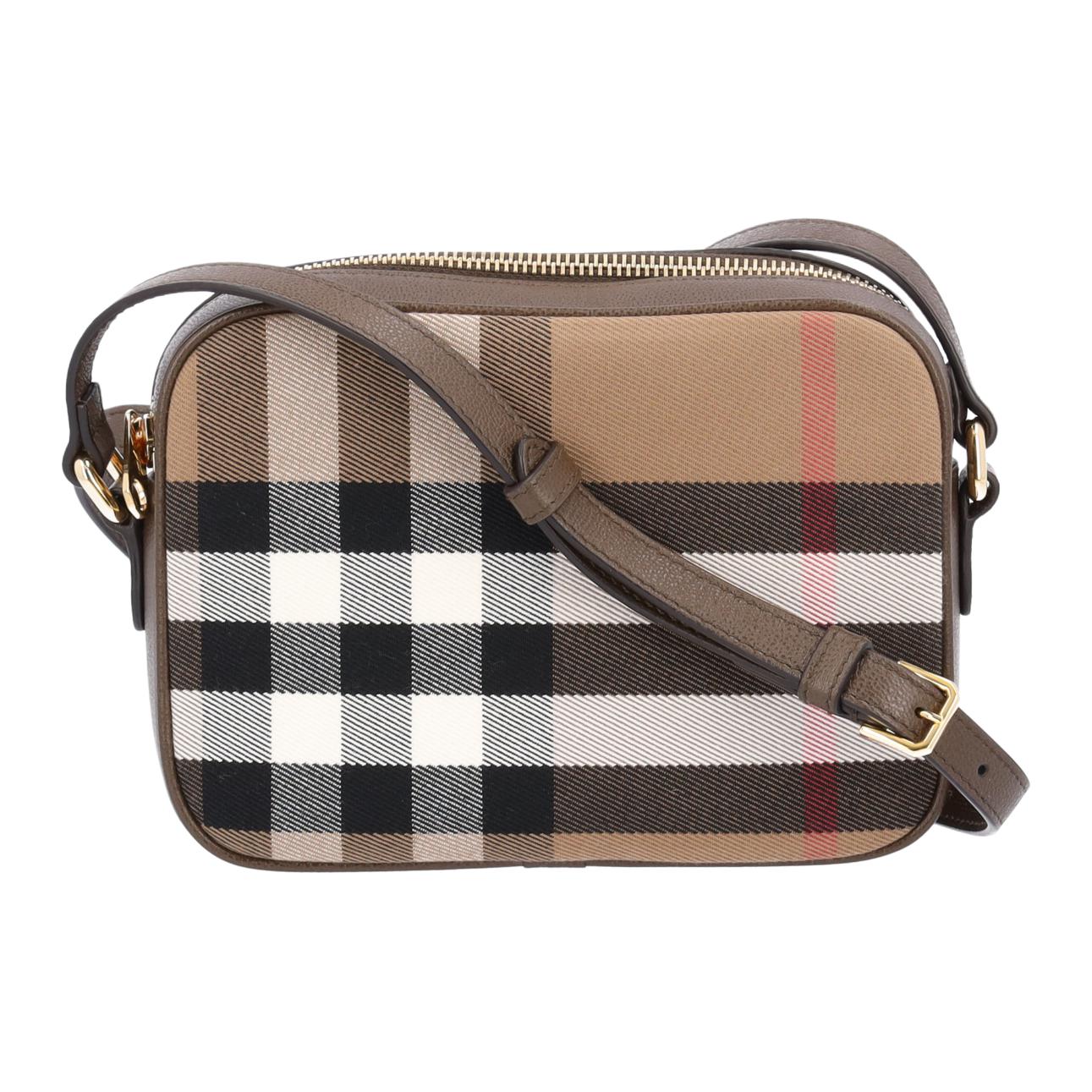 

Burberry Vintage Check Canvas Leather Camera Crossbody Bag With Gold Hardware For Daily Use Basic Set (Bag+Dust Bag)