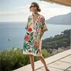 New Seaside Vacation Dress Bohemian D Print Loose V-neck Short-sleeved Beach Blouse
