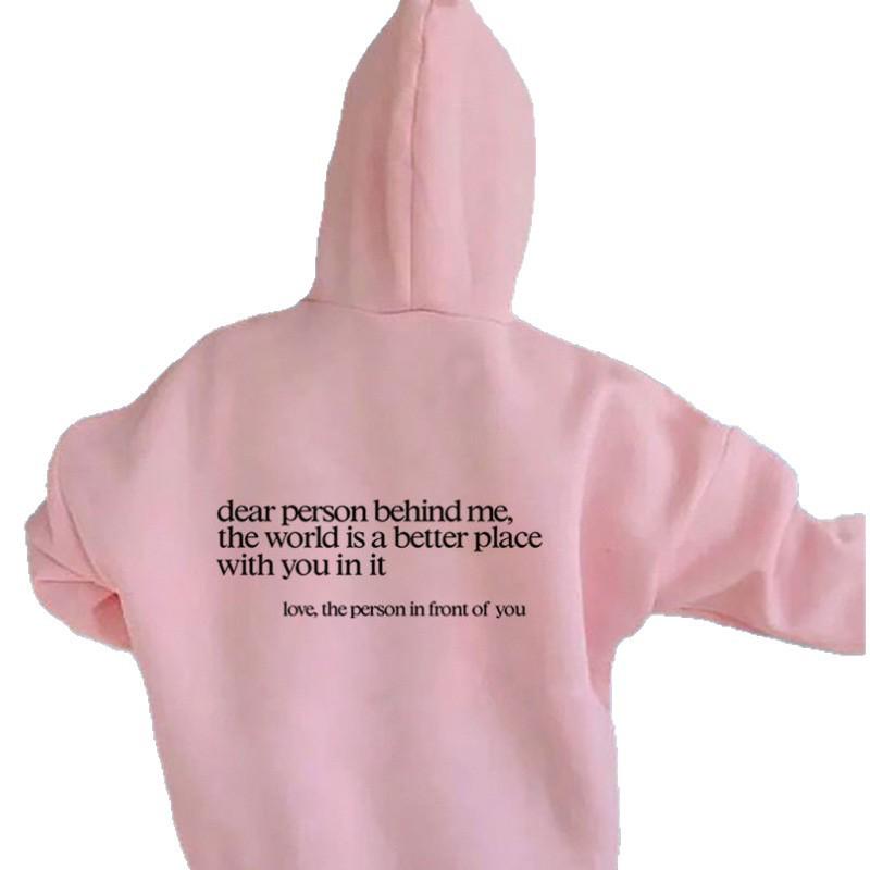 Women's Cross-Border Letter Print Hoodie - Plain Color Drawstring Sweatshirt, European & American Style.