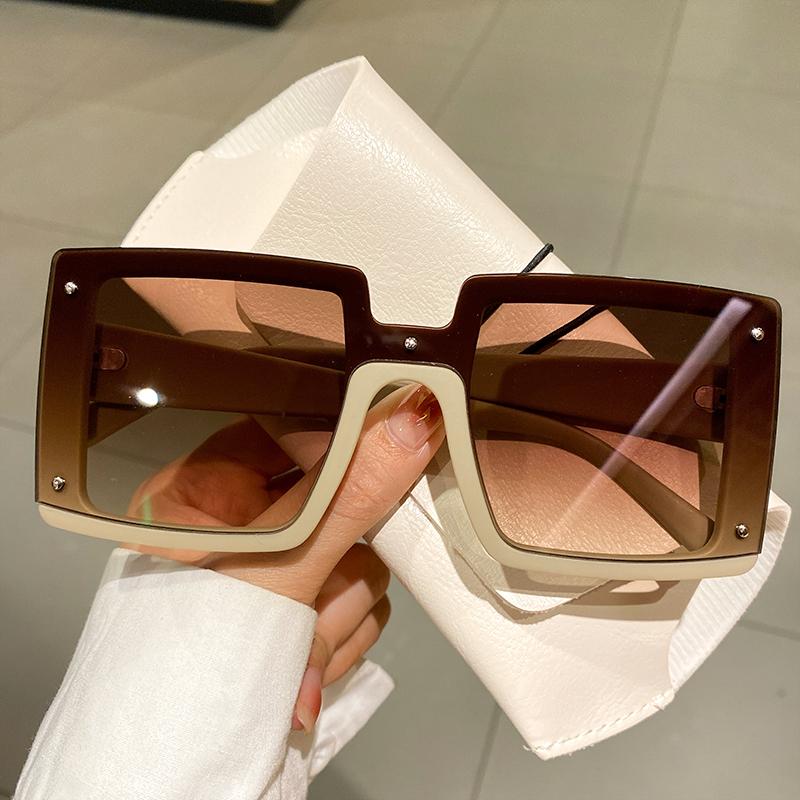 Oversize Square Men Women Sunglasses Fashion Vintage Mirror Shades Eyewear Luxury Brand Designer UV400 Goggle Sun Glasses