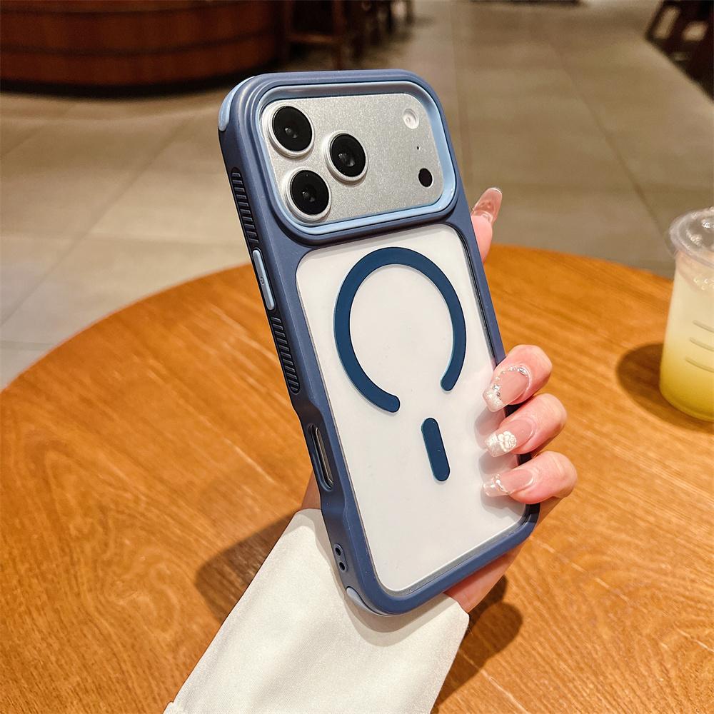 Colorful Clear for Magsafe Wireless Charge Case for iPhone 17 Pro Max Air 16 15 14 13 12 11 Magnetic Metal Camera Frame Cover