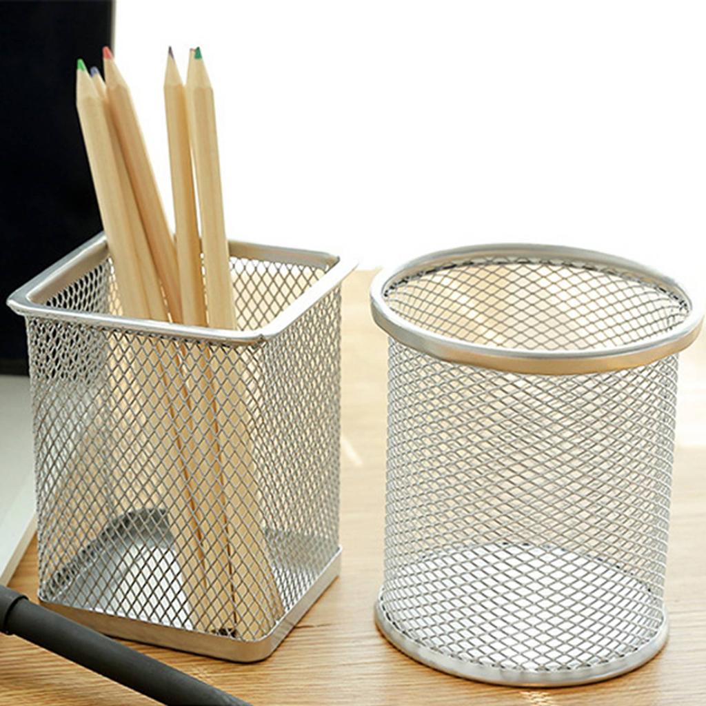 Pen Holder Rustproof Metal Pencil Holder Breathable Mesh Pen Holder Cup for Office Dormitory Library