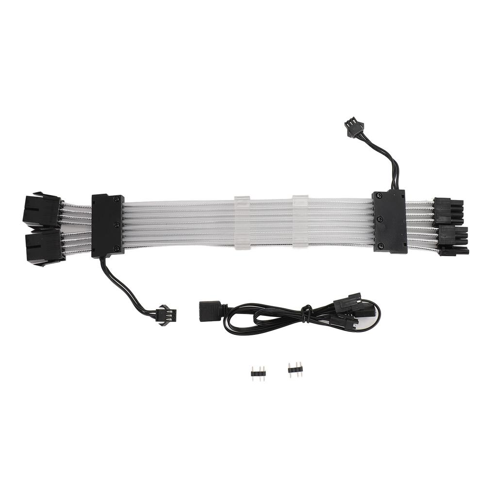 RGB PSU Cables ARGB GPU Power Supply Cable 2x8 Pin Extension Cable Kit 5V 3Pin Synchronized for PC Chassis