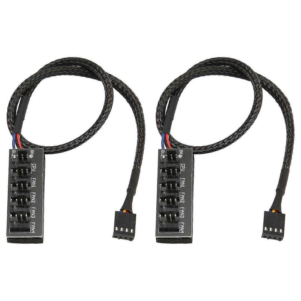 2Pcs PWM Fan Hub 5 Way 4Pin 13.8in Cable Length Widely Compatible PC Fan Adapter Cable
