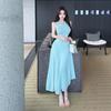 French Style Sleeveless Knit Midi Dress Women Slim Fit A-Line Skirt With Wavy Texture Elegant Cool Chic Outfit