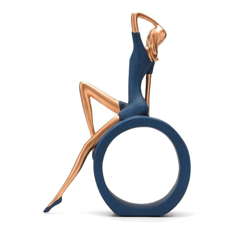 Reading Statues Office Decoration Art Characters Resin Yoga Girl Decoration Circular Craft Decoration Reader Teacher Desktop Decoration