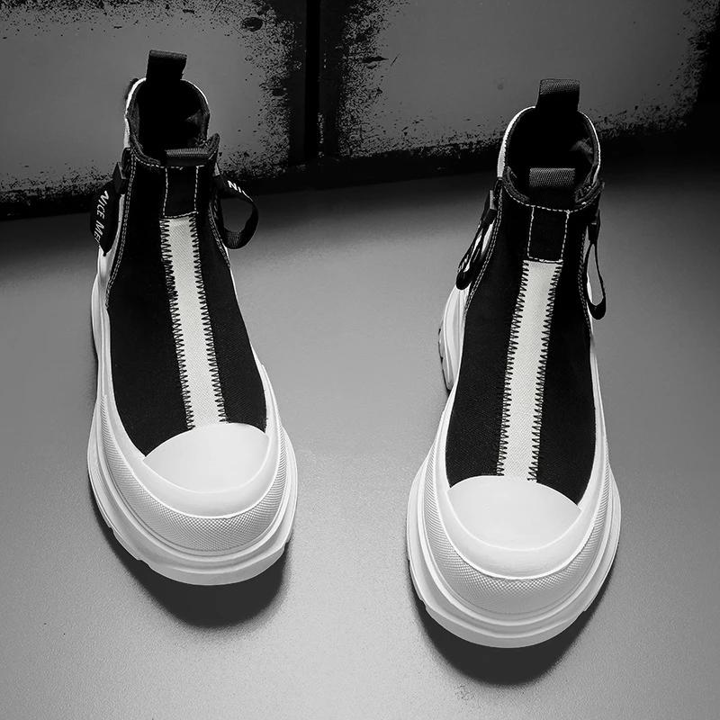 

2024 Осень Мужская обувь Новый тренд Толстая подошва Взрыв Корейская версия Высокий верх Повседневная парусиновая обувь 39 чёрный