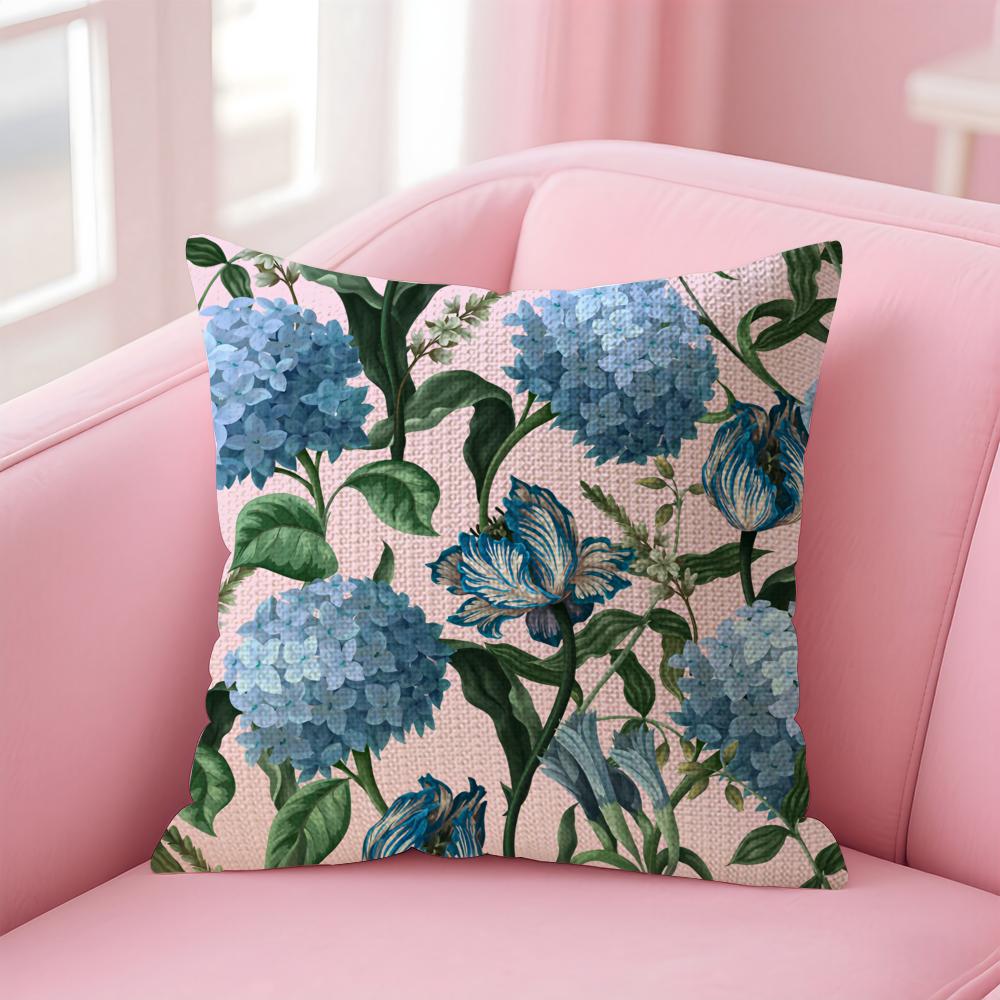 Hortensien Kissenbezug Komfort Sofa Bett Seidig Elegant Versteckter Reißverschluss Dekorative Feiertagsgeschenke