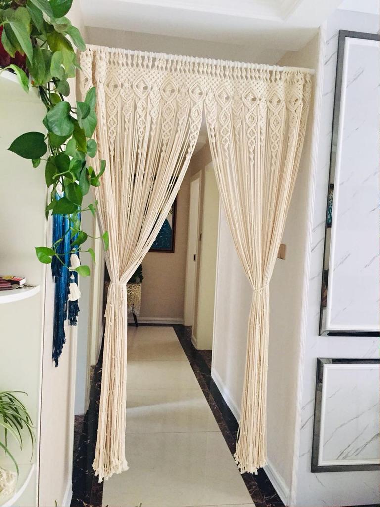 Handmade Woven Cotton Rope Tapestry Door Curtain: Nordic Bohemian Style for Home Decor