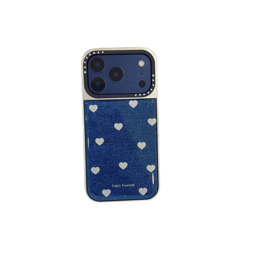 Denim Heart Flower Protective Case for iPhone 13-17 Pro/Pro Max