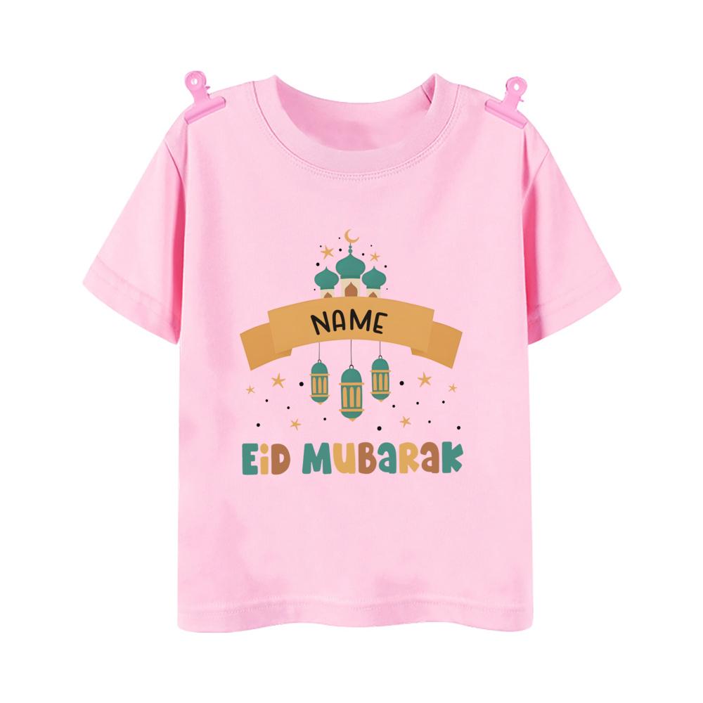 

Personalized Eid Mubarak Printed Kids Shirts Custom Name Eid Ramadan Child T-shirt Tops Islamic Muslim Holiday Boys Girls Outfit 100