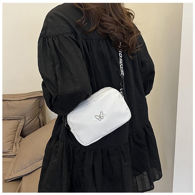 Wide Strap Nylon Underarm Bag for Women, Solid Color Quilted Shoulder Purse, Soft Wavy Texture Crossbody Bag, Minimalist Daily Tote