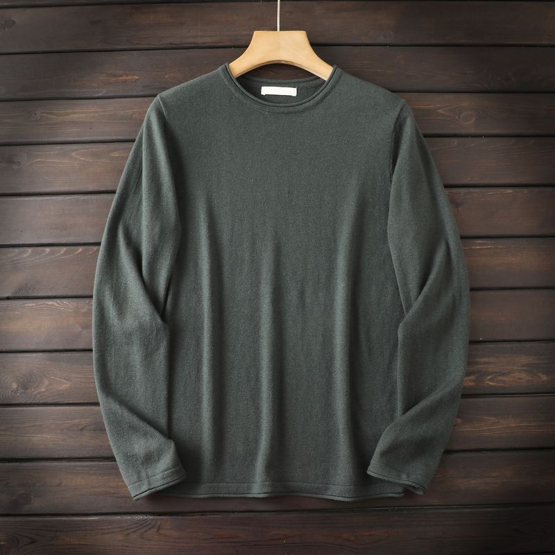 Nordic Orders! High-End Wool Blend! Export Surplus Men's Autumn and Winter Thin Rolled-Edge Base Knit Sweater