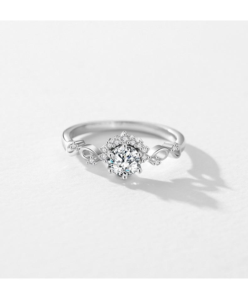 Modian S925 Sterling Silver Zircon Ring: Elegant Korean-Style Women's Wedding Ring with Hollow Design.