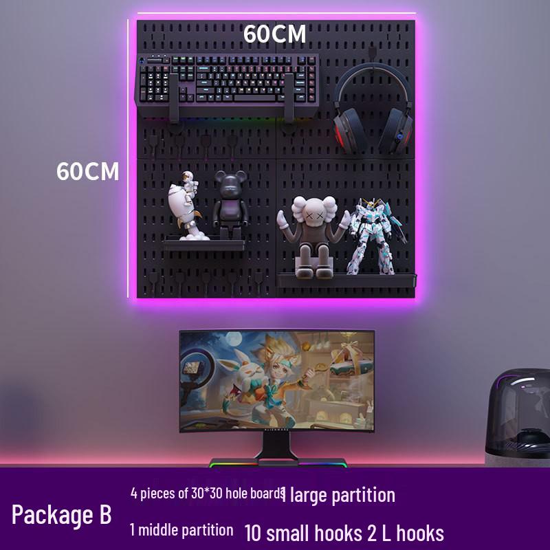 E-sports Pegboard Wall Display: DIY Headphone, Keyboard, Jay Chou Photo Storage, Punch-Free Mount Rack