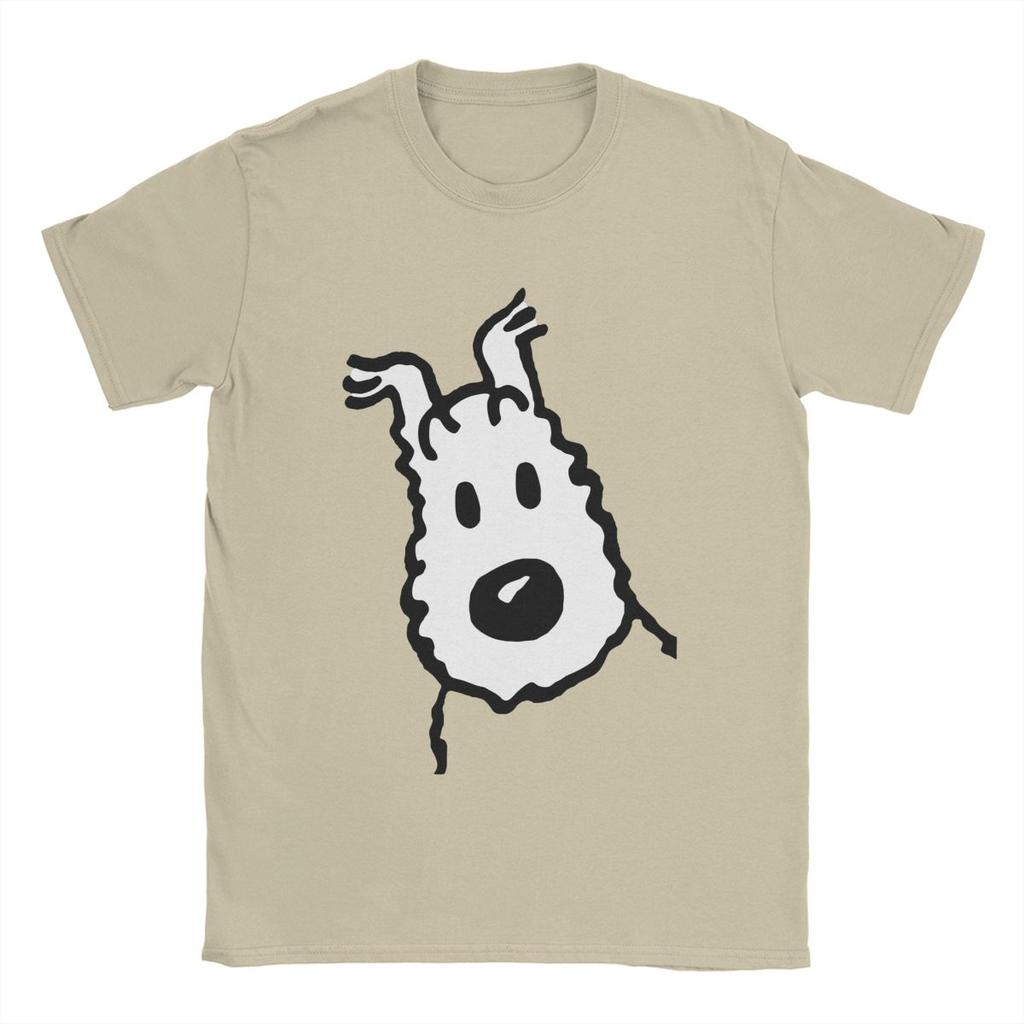 Camiseta Casual Perro Nieve Capitán Haddock Hombre Cuello Redondo 100% Algodón Camiseta Dibujos Animados Manga Corta Camisetas Ropa Clásica