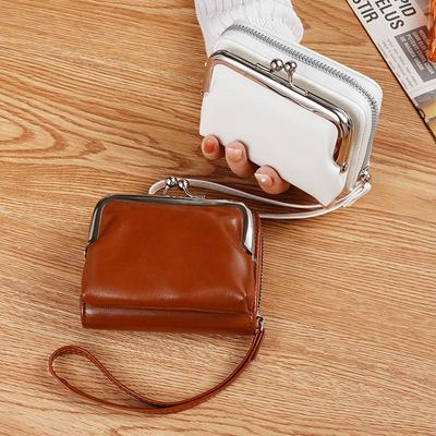 Retro Damen Münzbörse mit Schnalle und Reißverschluss Kartenhalter
