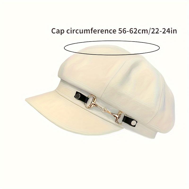 1pc Easter Holiday Beret with Metallic Belt Buckle Lightweight Woven Inelastic Adjustable Drawstring Closure Fashionable All-Match Cap
