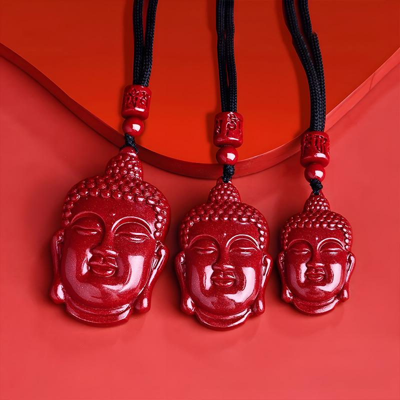 Natural Purple Gold Sand Buddha Head Pendant for Women