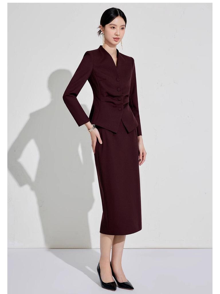 Aishangchen Women's Red Classic High-End Suit Set for Autumn/Winter Commute and Workwear