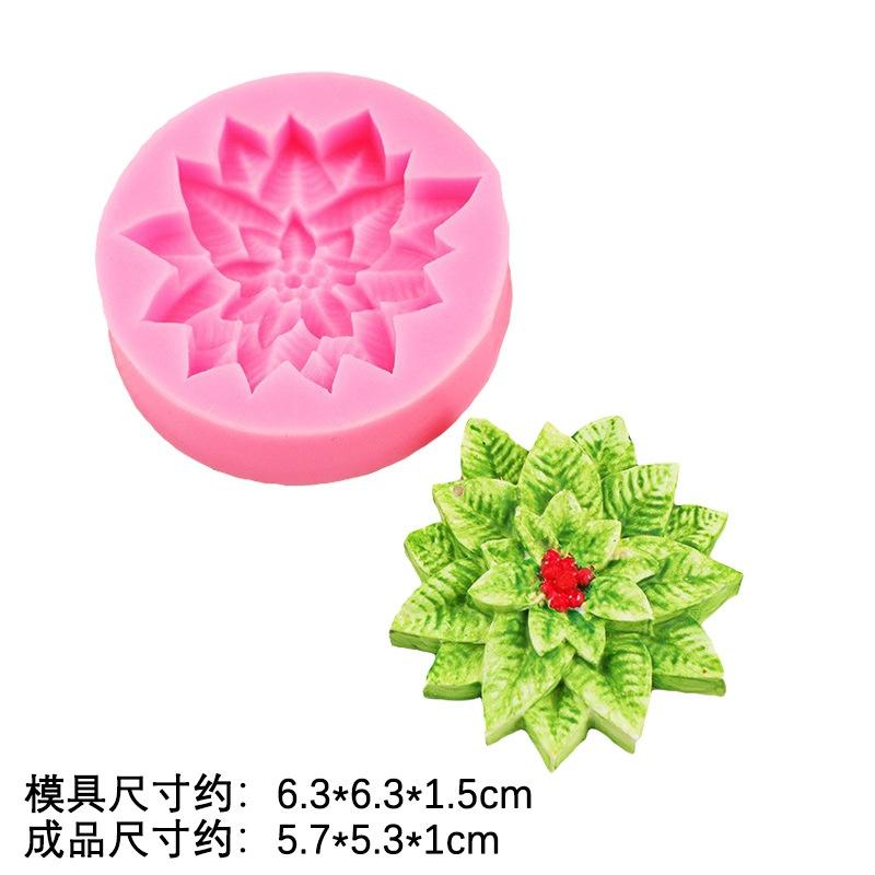 DIY Stechpalmenblatt Silikonform Kuchen Backen Weihnachtsdekoration Schokolade Seife Rote Frucht Blume Fondantform Küchenbackwerkzeuge