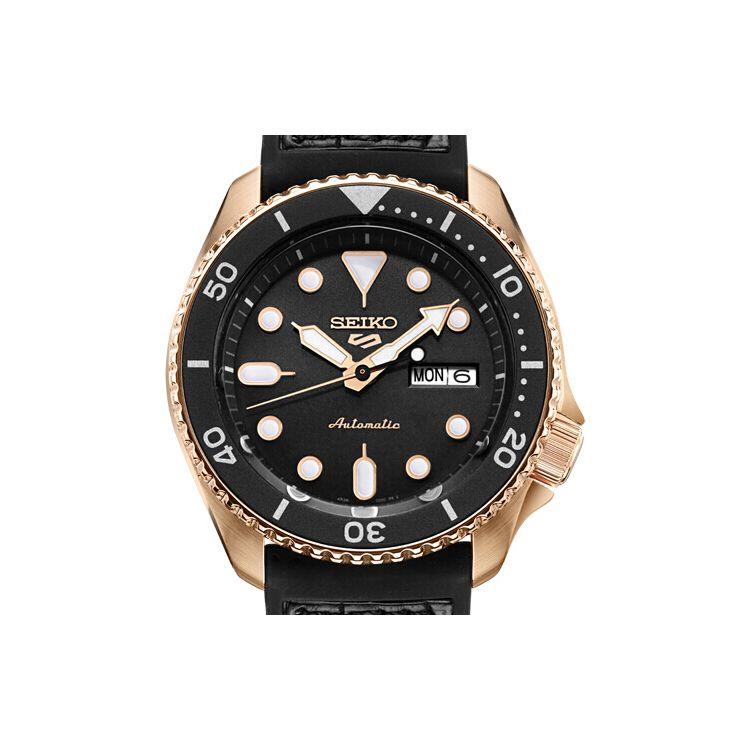 Seiko 5 Series Classic Fashion Mechanical Movement Silicone Strap Watch Men watches Black SRPD76K1