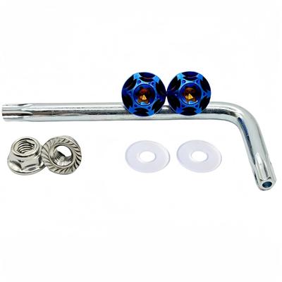 Kuroobaa Titanium Motorcycle License Plate Bolts M6x15mm Snowflake Design, Set of 2 (Blue)