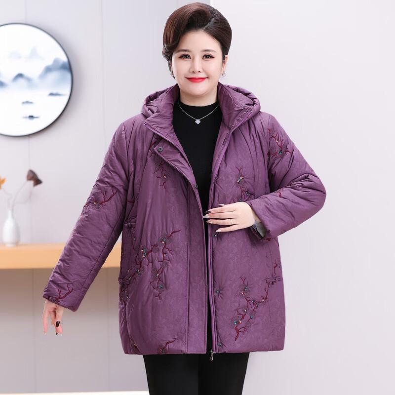 YUZHAOLIN Women's Floral Embroidered Fleece-Lined Winter Padded Jacket
