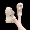 Fashion Clogs With Heel Female Sandal Increasing Height 2025 Summer Muffins shoe Sale Of Women's Shoes Thick Girls Rhinestone Flat Gladi