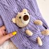 New bear purple scarf women's winter fashion thickened warm knitted scarf student shawl