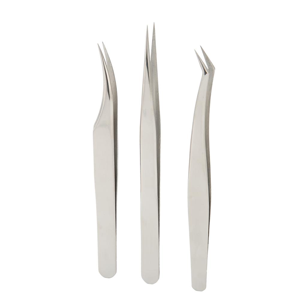 3Pcs Eyelash Tweezers Stainless Steel Blackhead Tweezers Extractor Lash Tweezers for Home Salon