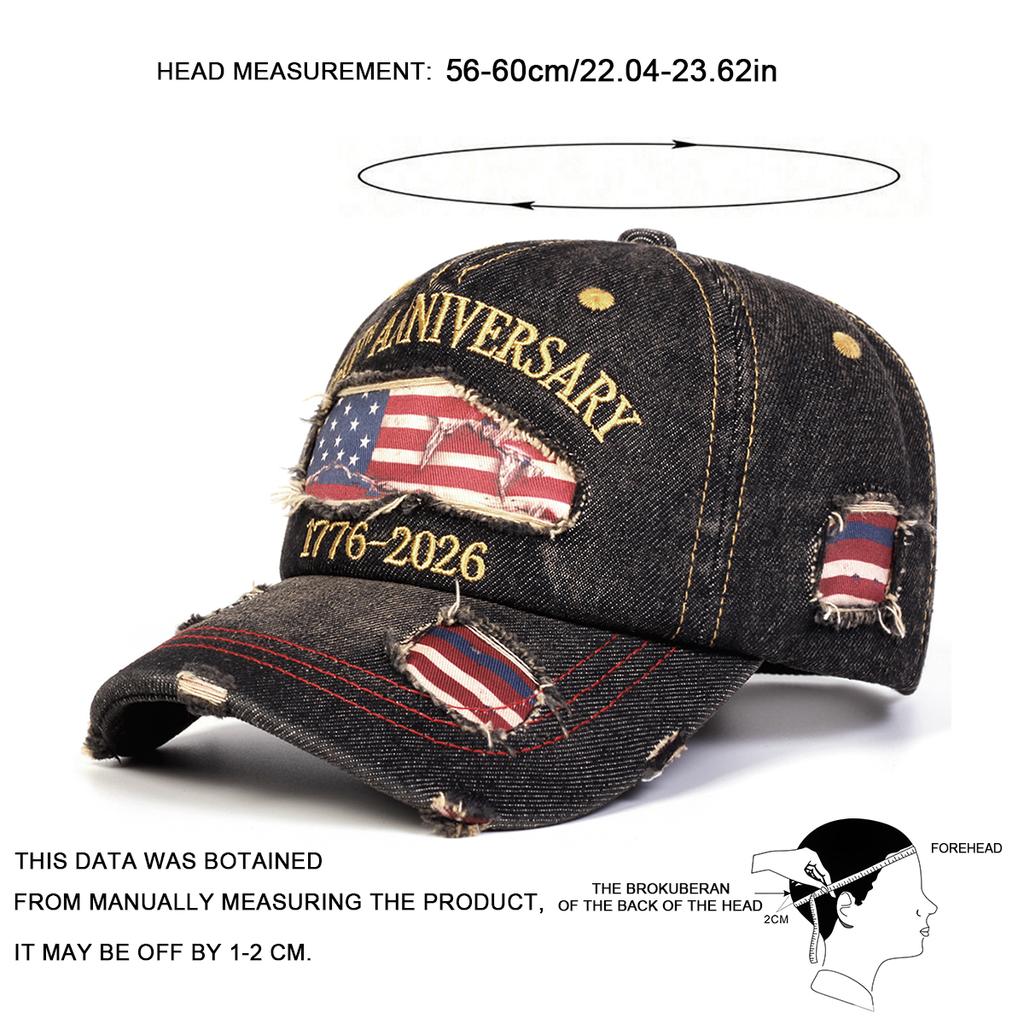 Unisex Anniversary 1776- Embroidery Baseball Caps Spring Autumn Outdoor Adjustable Casual Hats Sunscreen Hat Sports Cap