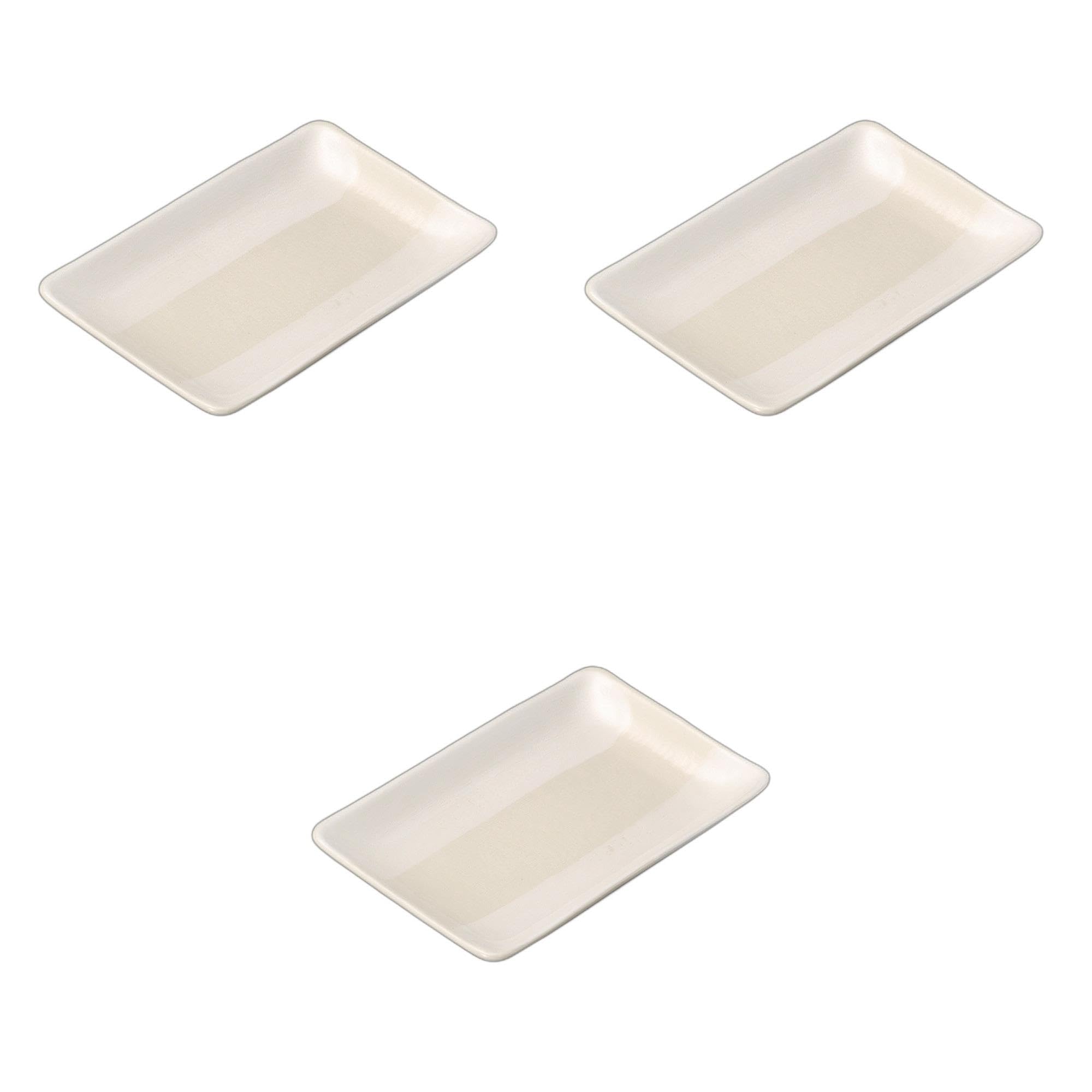 

Set of 3 White Hakeme Rectangular Plates x x Ceramic Pottery Plates by Setomonohonpo 6.0 [18.2 11.4 2cm]
