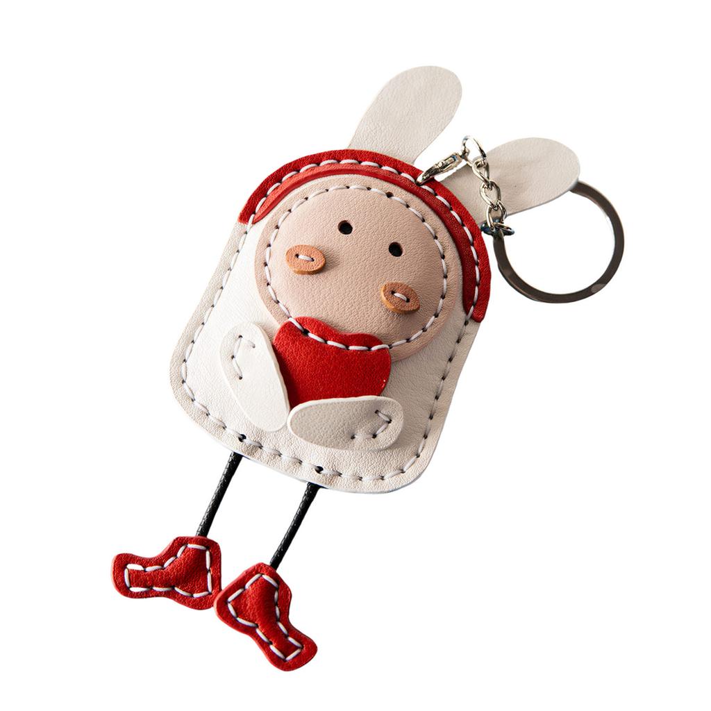 Adorable Rabbit Keychain DIY Craft Set With PU Leather Craft Accessory For Distinctive Purse Decorations
