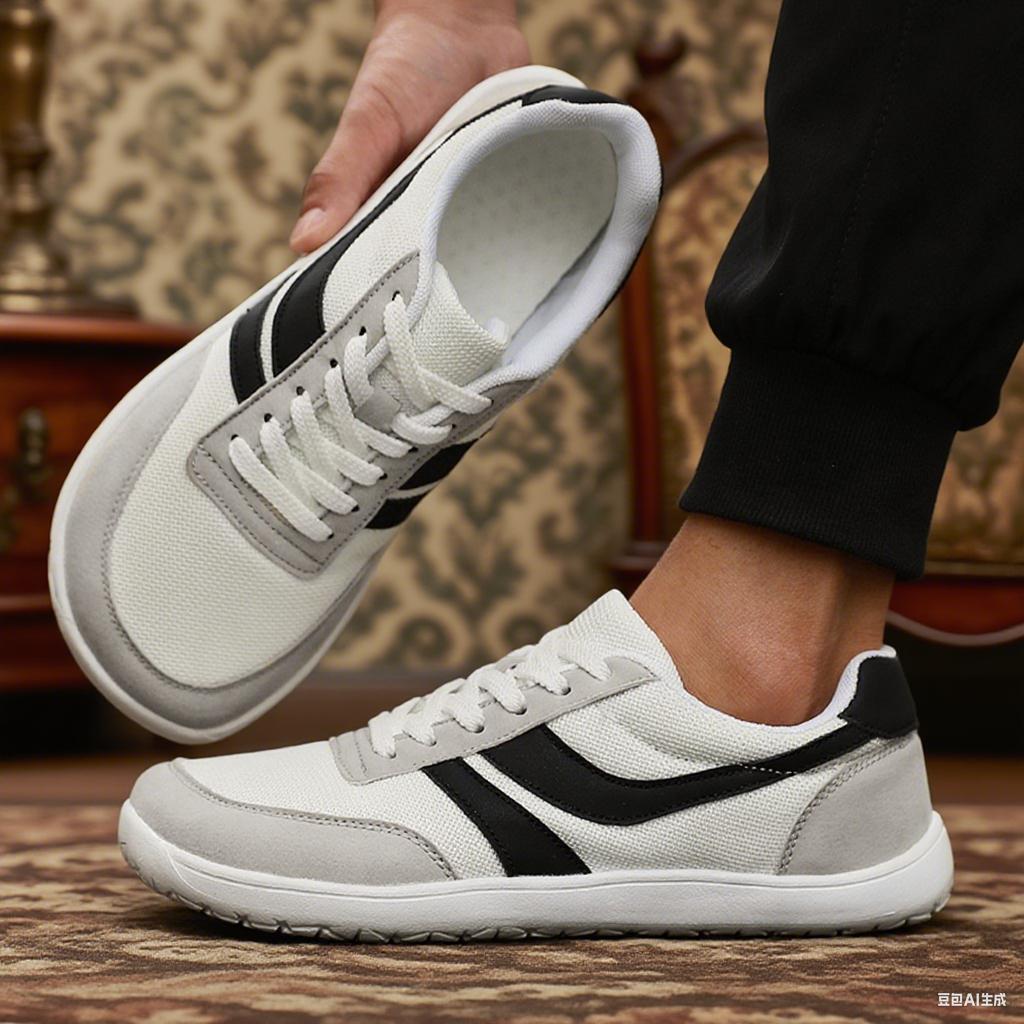 Wide Toe Men Shoes Breathable Knitted Mesh Comfortable Barefoot Casual Sneakers Versatile Soft Sole Wide Last Shoes Walking Shoe