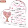 2D Flat, 1pc To MY DAUGHTER Plaque - Heart-Shaped Gift with Pink Floral Tree & Butterfly Design, Suitable for Daughter's Birthday, Graduation Mileston