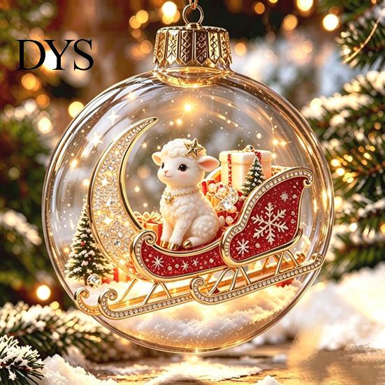 Festive Party Decorations Glowing Christmas Story Ornament, Light?Up Mini Holiday Scene Hanging Ball with Warm Gift Embellishments LED Light, Clear