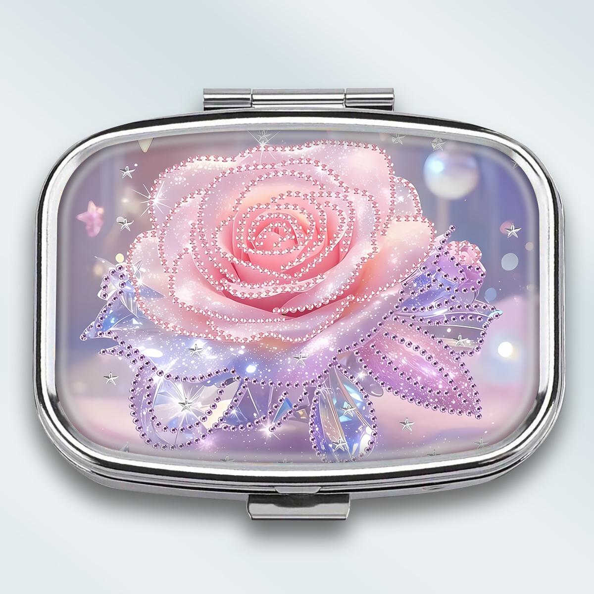 

Portable Pill Box with 2 Compartments, Mini Metal Medicine Organizer Case, Cute Printed Pill Container for Vitamins, Pills, Jewelry, Travel, Daily Use різнокольоровий