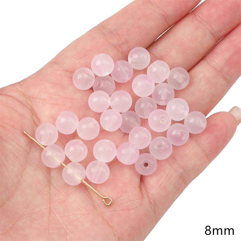 Transparent Pink Glass Round Beads: Crystal, Wheel, Bamboo for DIY Bracelets