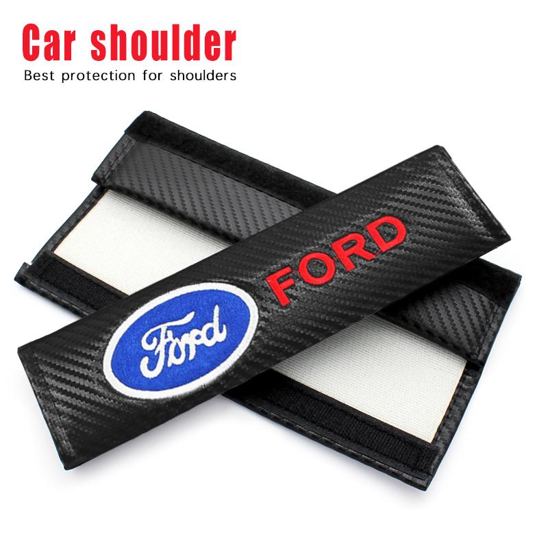 AJLSV1 2pcs Car Styling Seat Belt Covers Shoulder Protector Pad For Ford Ranger S-Max Focus Galaxy Mondeo Transit Tourneo Custom Ranger