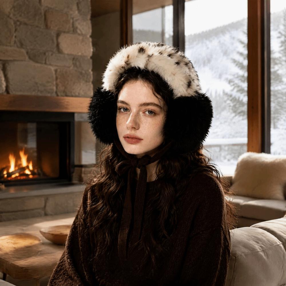 Foldable Leopard Print Earmuffs Thickened Plush Plush Ear Cover  Outdoors
