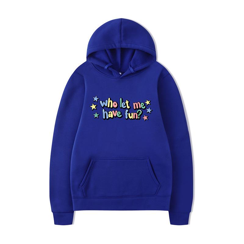Who Let Me Hoodies Print Fashion Sweatshirt Casual Oversize Unisex Autumn Winter Fleece Streetwear Tops Male Sudaderas