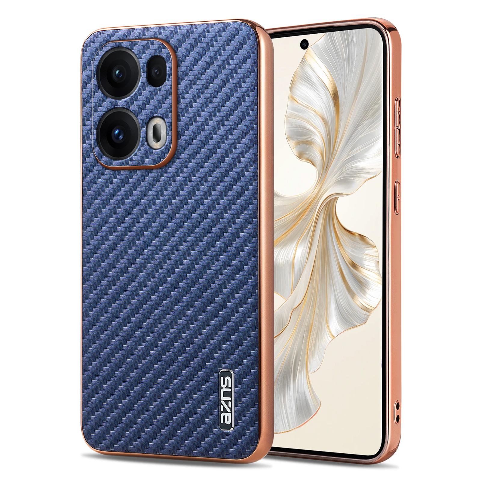 

AZNS For Oppo Reno13 Pro 5G Case Electroplating Carbon Fiber Texture PU+TPU Phone Cover Blue